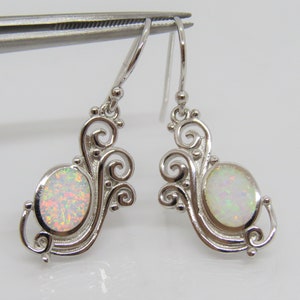 Vintage Sterling Silver White Opal Filigree Dangle Earrings - Etsy