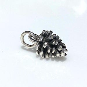 Vintage Sterling Silber 3D Tannenzapfen Charm Anhänger