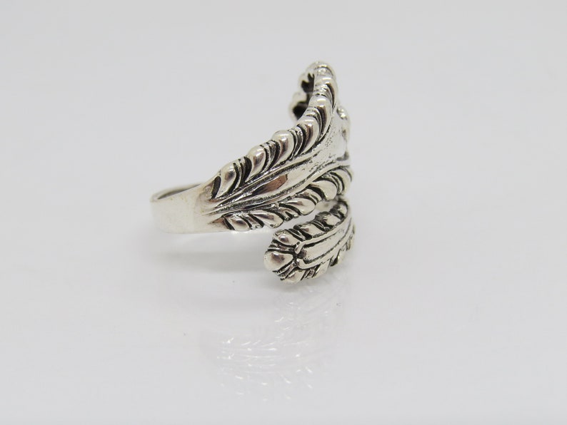 Vintage Sterling Silver Carved Spoon Ring Size 7