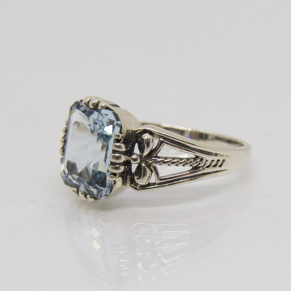 Vintage Sterling Silver Aquamarine Ring Size 9 - image 2