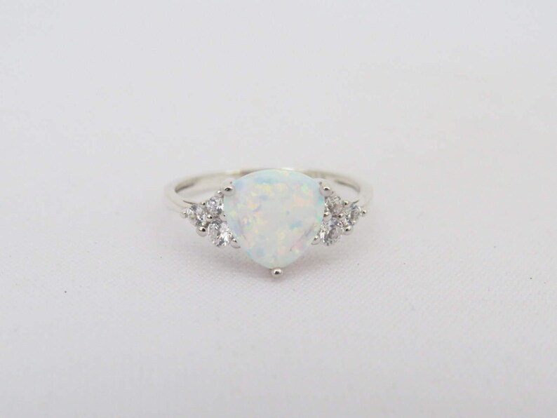 Vintage Sterling Silver Trillion Cut White Opal & White Topaz - Etsy