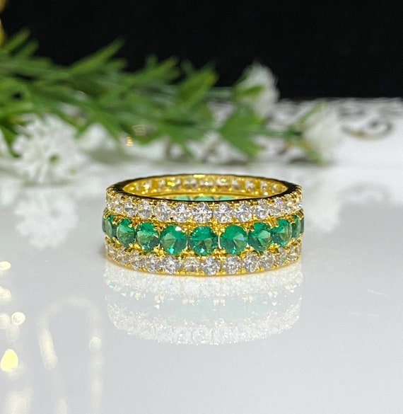 Vintage 15K 610 Solid Yellow Gold Emerald & White… - image 8