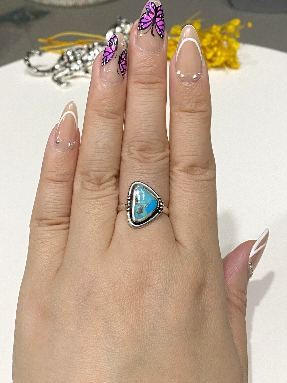 Sterling Ring-Turq 5 Circle