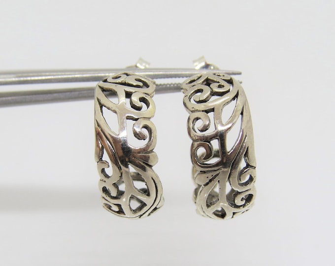 Vintage Bali Sterling Silver Filigree Earrings