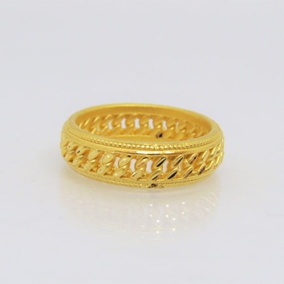 24K 999 Pure Gold Vintage Band Ring Size 7.5 - image 4