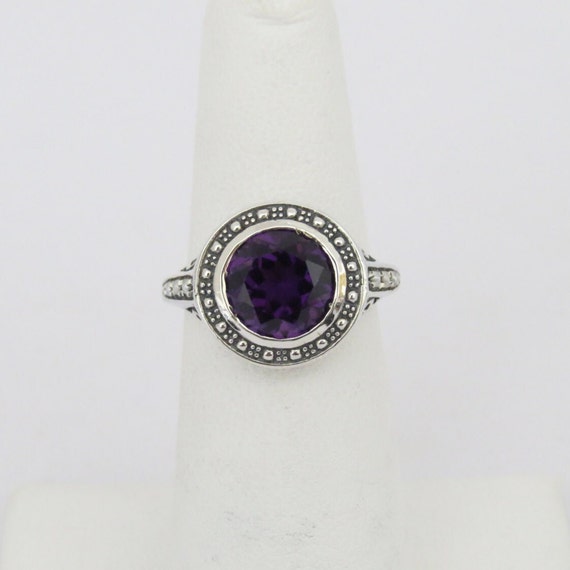 Vintage Sterling Silver Amethyst & Seed Pearl Rin… - image 3