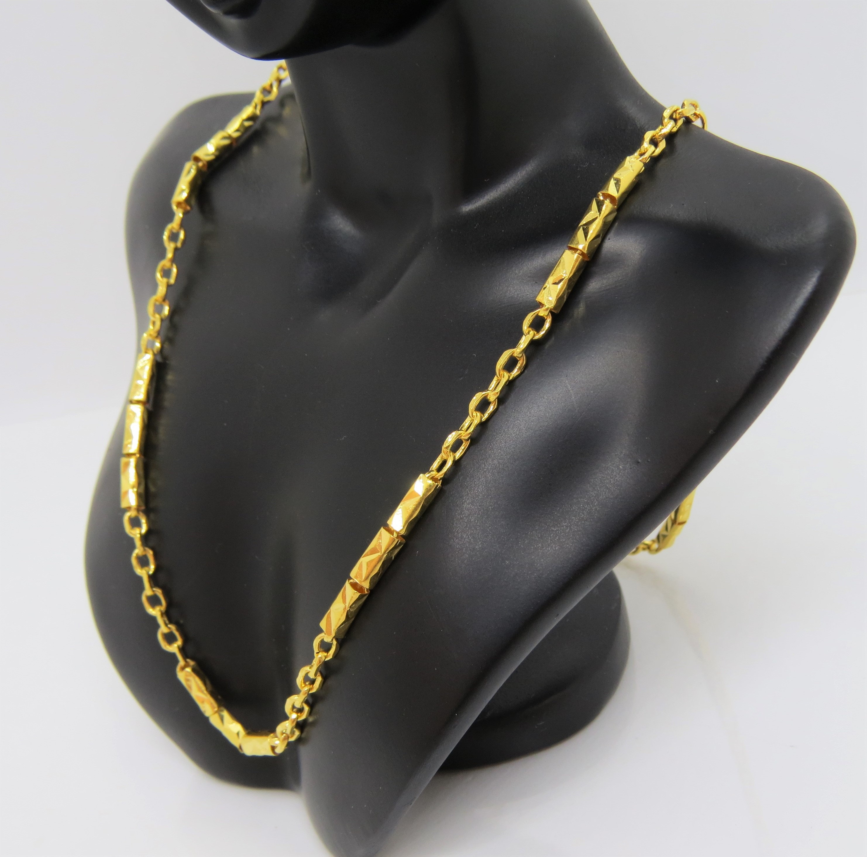 Vintage 23K 980 Solid Gold Bamboo Link Chain Necklace 19 Vintage 23K 980 Solid Gold Bamboo Link Chain Necklace 19