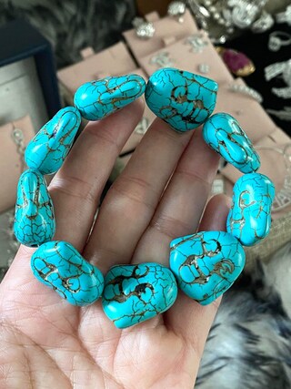 Braccialetto Elastico Uomo Donna Con Perline Turchesi - Teschio, Drago E Buddha - Gioiello Spirituale Per Meditazione E Amicizia