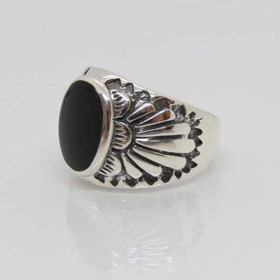 Vintage Western Sterling Silver Natural Black Ony… - image 3