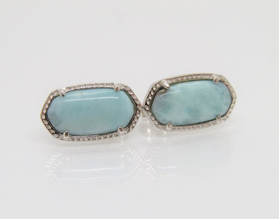 Vintage Sterling Silver Natural Larimar Coffing E… - image 4