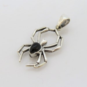 Vintage Sterling Silver Black Onyx Spider Pendant