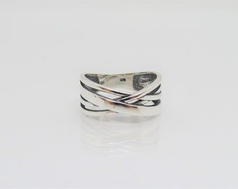 Vintage Sterling Silver Twisted Dome Ring Size 8
