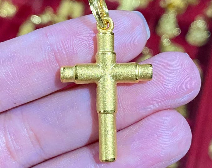 Vintage 24K 999 Solid Gold Cross Pendant.