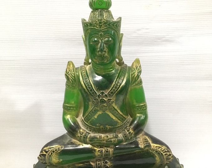 Antique Green Emerald 19th - 20th Century Carved Phra Hin Buddha Statue 11,500grams