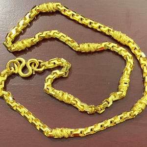 Vintage 24K 980 Solid Pure Gold Anchor Dragon Rolo Link Chain Necklace 24&#39;&#39;