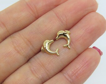 ヴィンテージ 14K ソリッド イエロー ゴールド ドルフィン