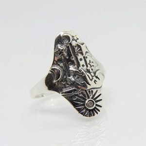 Sterling Silver Hand Sun & Star Ring.