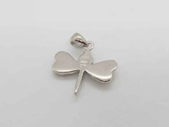 Vintage Sterling Silver White Opal Dragonfly Pend… - image 5