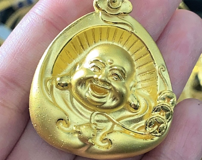 Vintage 24K 9999 Pure Gold Laughing Buddha, Happy Buddha Pendant