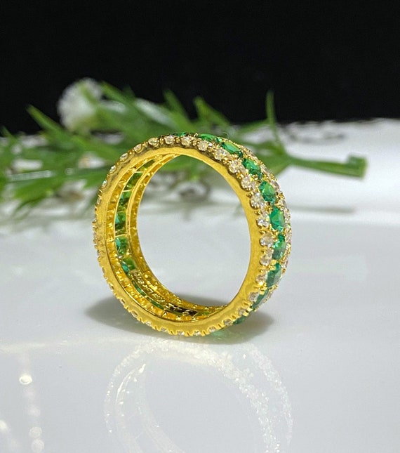 Vintage 15K 610 Solid Yellow Gold Emerald & White… - image 5