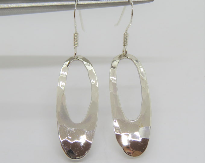 Vintage Sterling Silver Hammered Dangle Earrings
