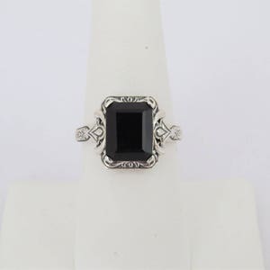 Vintage Sterling Silver Natural Black Onyx Carved Ring Size 10 | Etsy