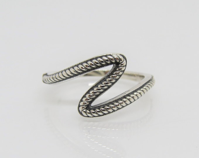 Vintage Sterling Silver Rope Twisted Wave Ring Size 7