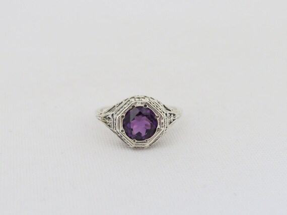 Vintage Sterling Silver Natural Amethyst Filigree Ring Size 6 | Etsy