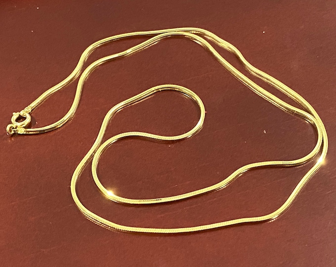 Vintage 18K Solid Yellow Gold Snake Link Chain Necklace 23''