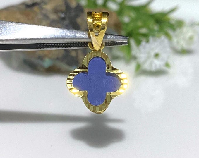 Vintage 15K 610 Solid Yellow Gold Four Leaf Clover Purple Amethyst Pendant.