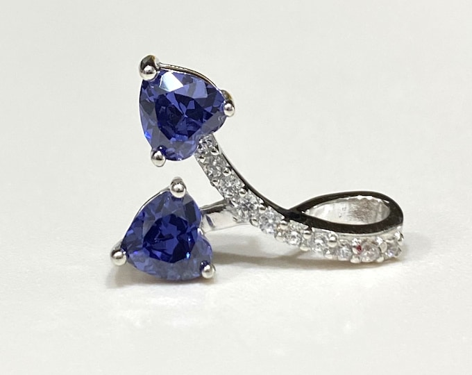 Sterling Silver Heart cut Tanzanite & White Topaz Pendant.