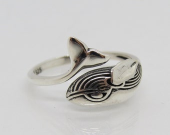 Vintage Sterling Silver Whale Ring Size 7