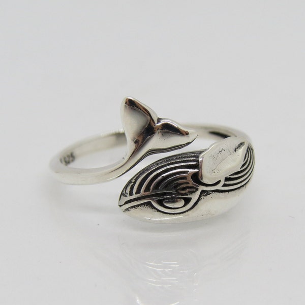 Vintage Sterling Silver Whale Ring Size 7
