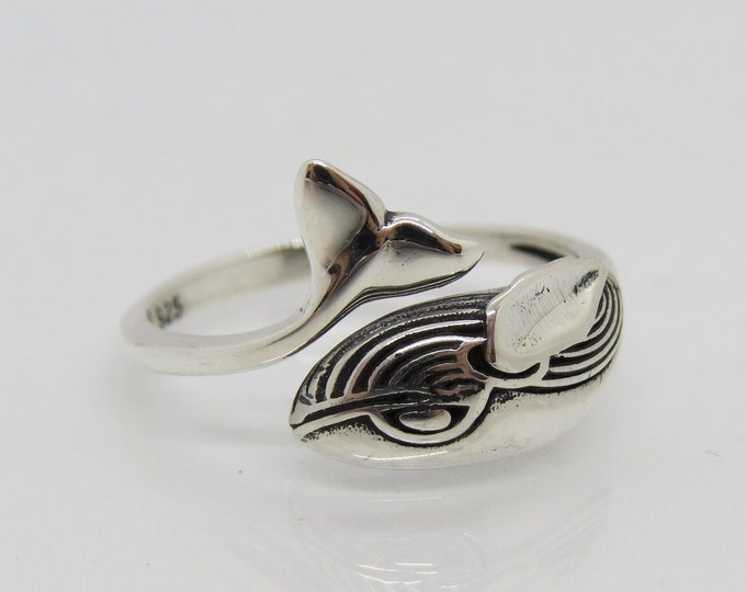 Vintage Sterling Silver Whale Ring Size 7