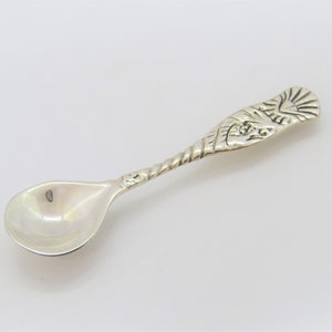 Vintage Sterling Silver Carved Aztec Design Salt Spoon