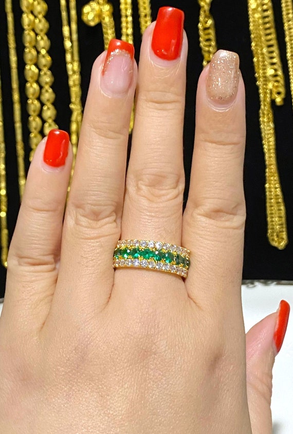 Vintage 15K 610 Solid Yellow Gold Emerald & White… - image 9
