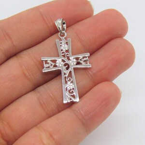 Vintage Sterling Silver Flower Filigree Cross Pendant - Etsy