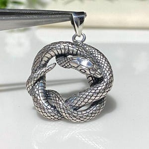 Vintage Sterling Silver Snake Charm Pendant.