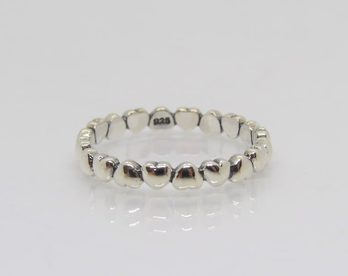 Sterling Silver Heart Eternity Band Ring.