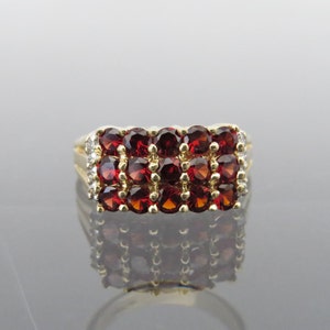 Vintage 14K Solid Yellow Gold Three Row Natural Garnet & - Etsy