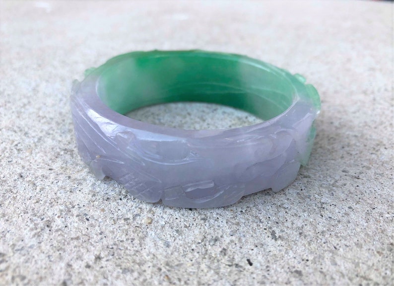 Translucent Lavender Green Jadeite Jade Carved Dragon Phoenix - Etsy