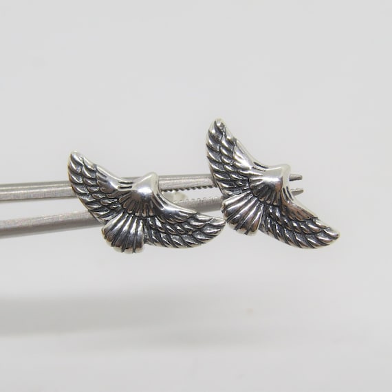 Vintage Sterling Silver Eagle Stud Earrings - image 4