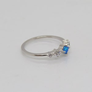 Vintage Sterling Silver Blue Opal & White Topaz Band Ring Size 7 - Etsy