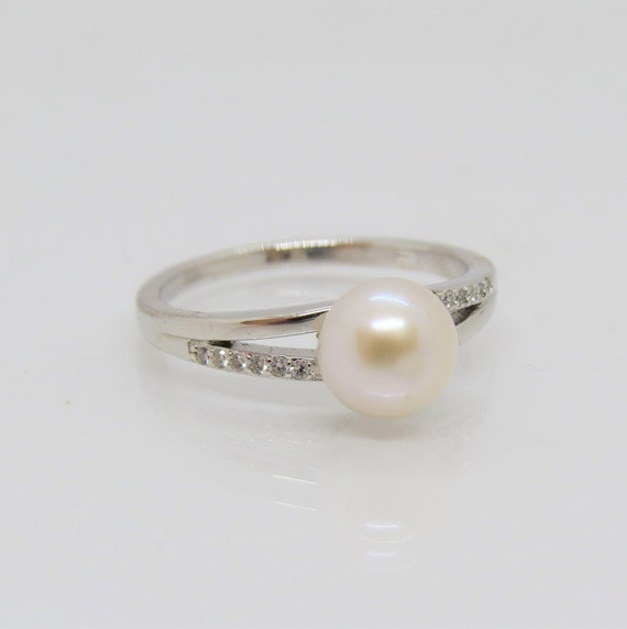 Vintage Sterling Silver White Pearl & White Topaz… - image 5