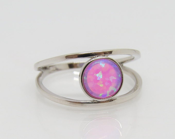Vintage Sterling Silver Pink Opal Ring Size 8