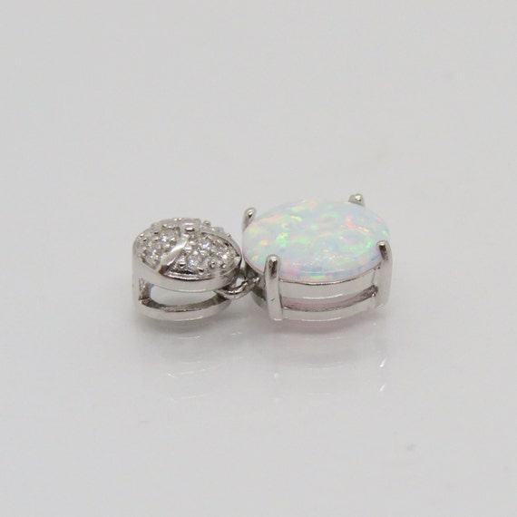 Vintage Sterling Silver Round White Opal & White … - image 3