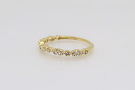 Vintage 14K Solid Yellow Gold White Topaz Ring Si… - image 4