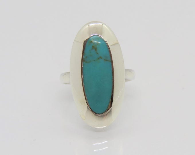 Vintage Sterling Silver Turquoise Dome Ring Size 9