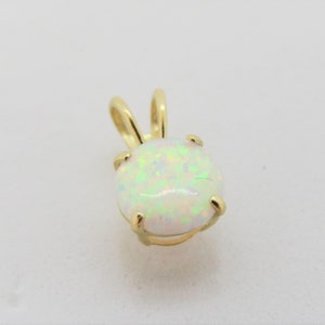 Vintage 14K Solid Yellow Gold Round Cut White Opal Pendant - Etsy