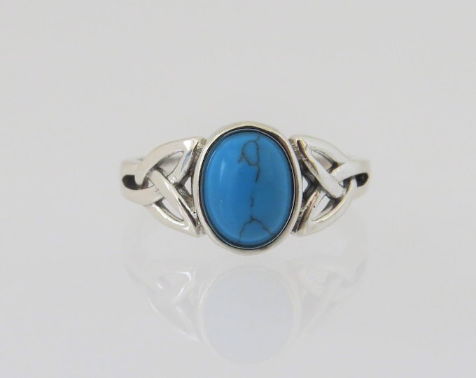 Celtic Sterling Silver Turquoise Ring Size 6
